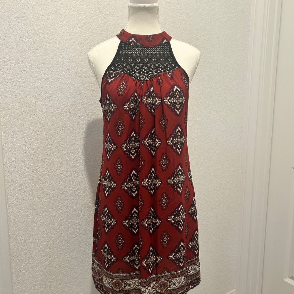 Xhilaration | Red and Black Patterned Mini Dress